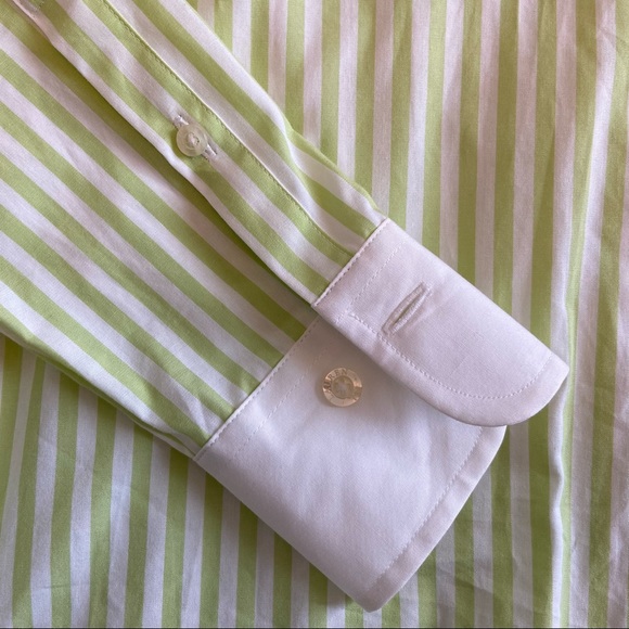 NWT LRL Petite Green Striped Button Down - Picture 5 of 6